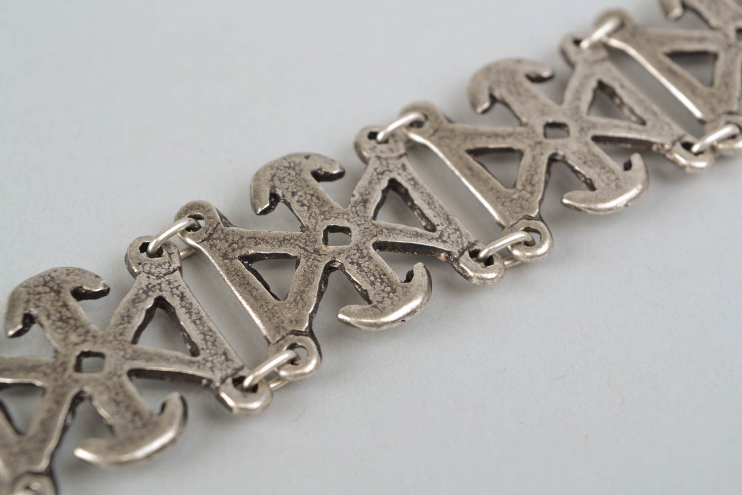 Bracelet en métal ethnique fait main original zinc aluminium cuivre pour femme photo 3