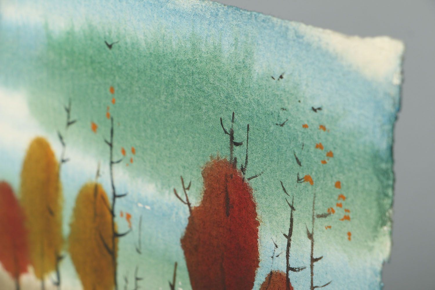 Watercolor painting Transparent Autumn photo 2