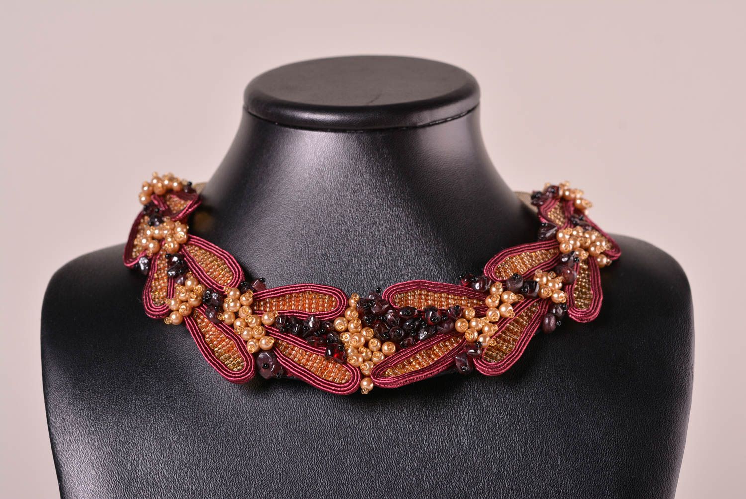 Handmade soutache necklace embroidered necklace with beads fashion nacklace  photo 1