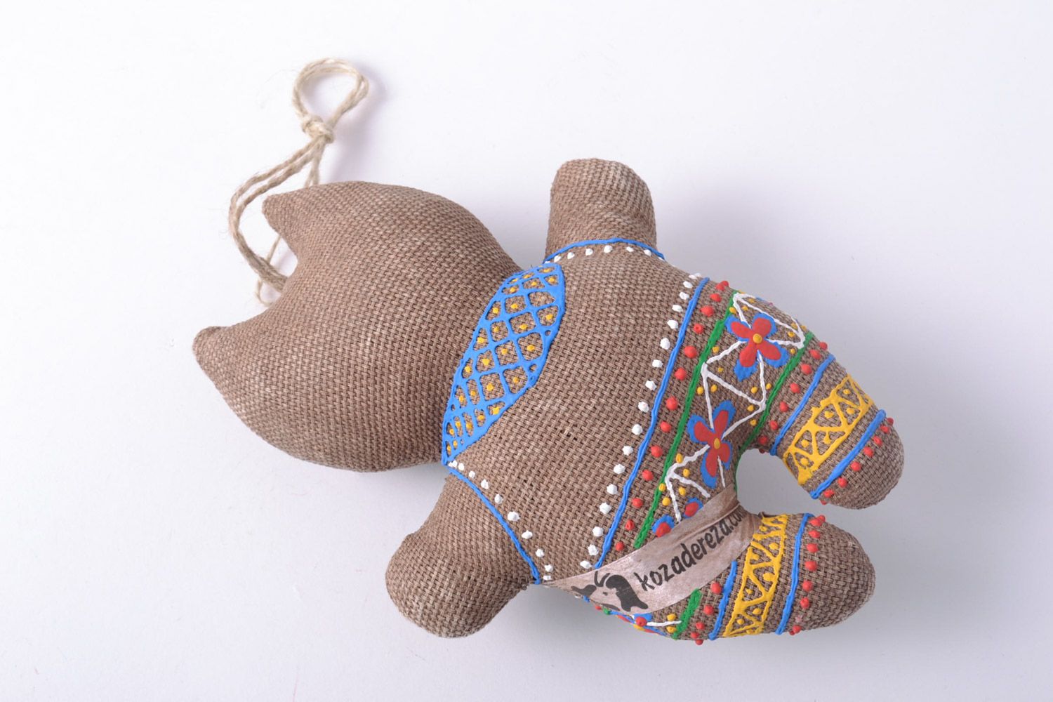 Homemade fabric interior pendant toy Cat with coffee processing photo 2