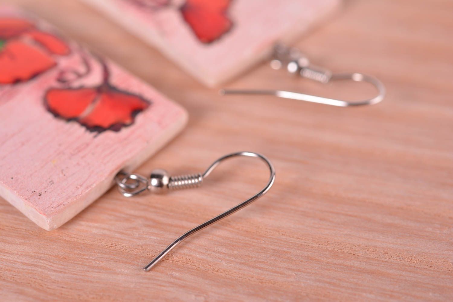Handcrafted jewelry dangling earrings flower earrings designer accessories photo 4