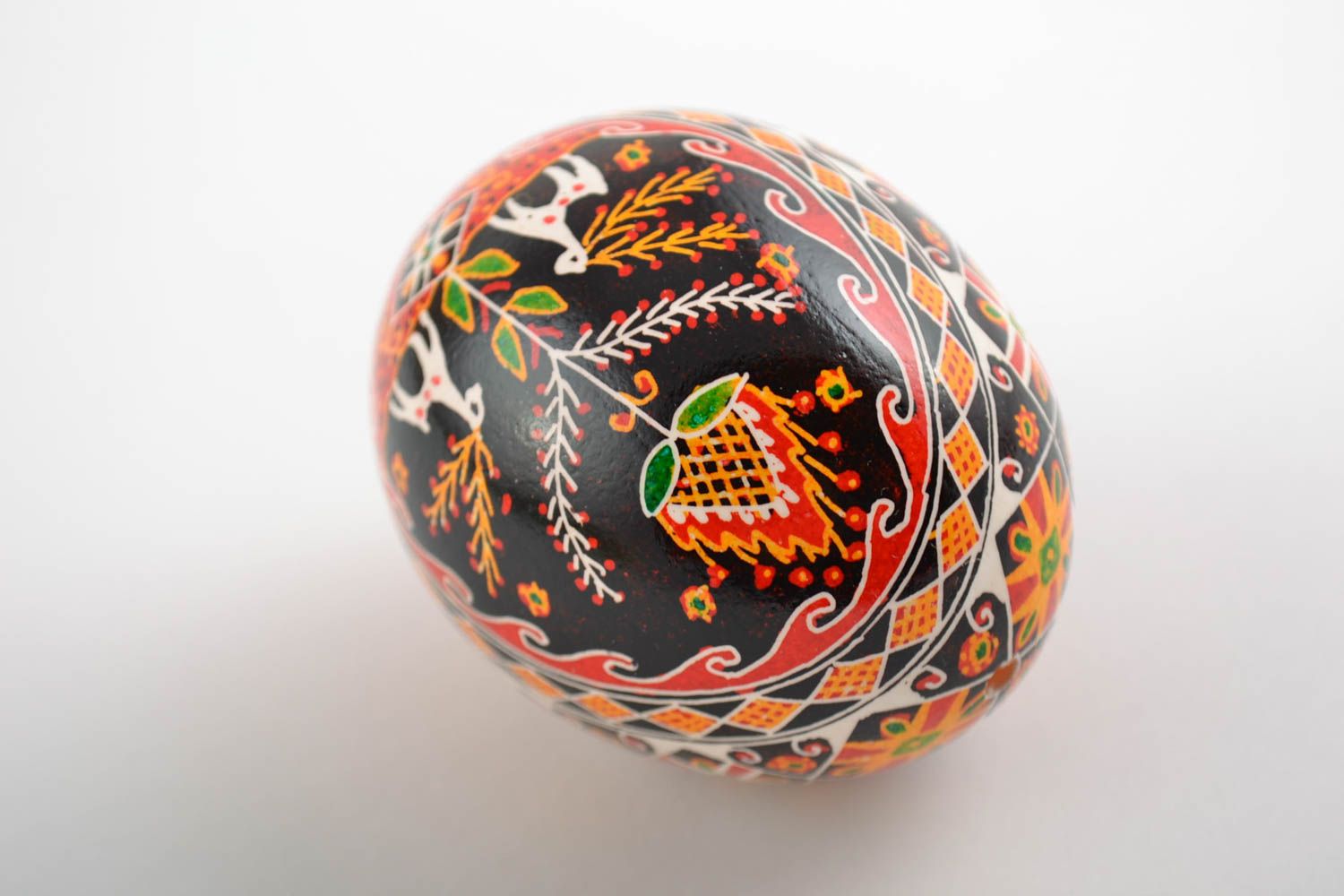 Unusual beautiful handmade designer painted Easter egg with Slavic symbolics photo 3
