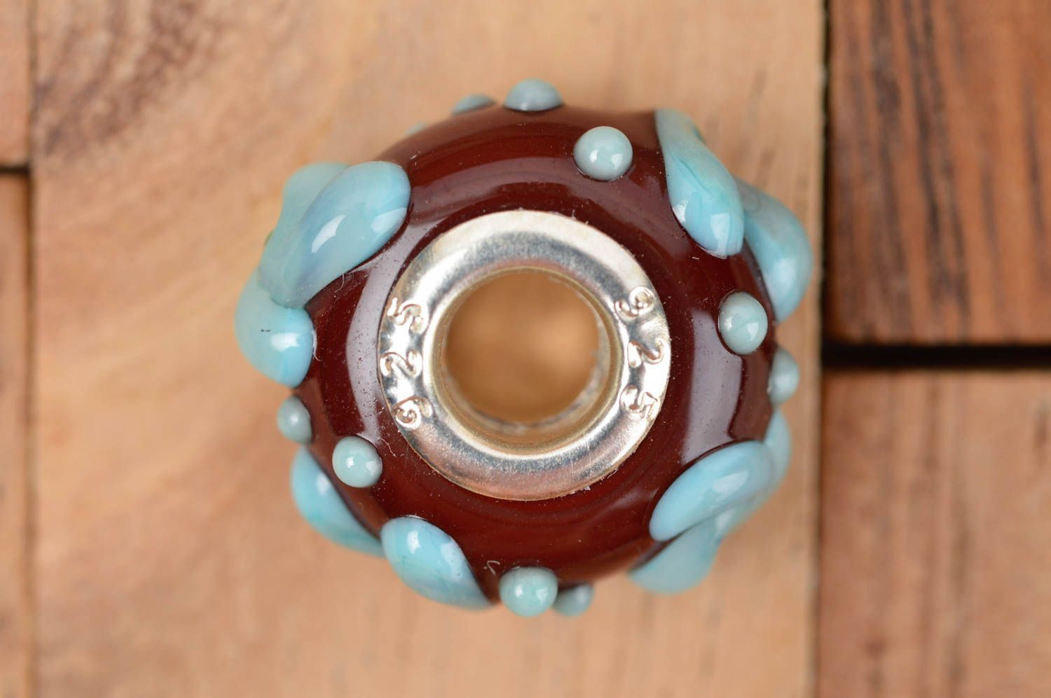 Perle en verre fait main Fourniture pour bijoux bordeaux bleu Loisirs créatifs photo 3