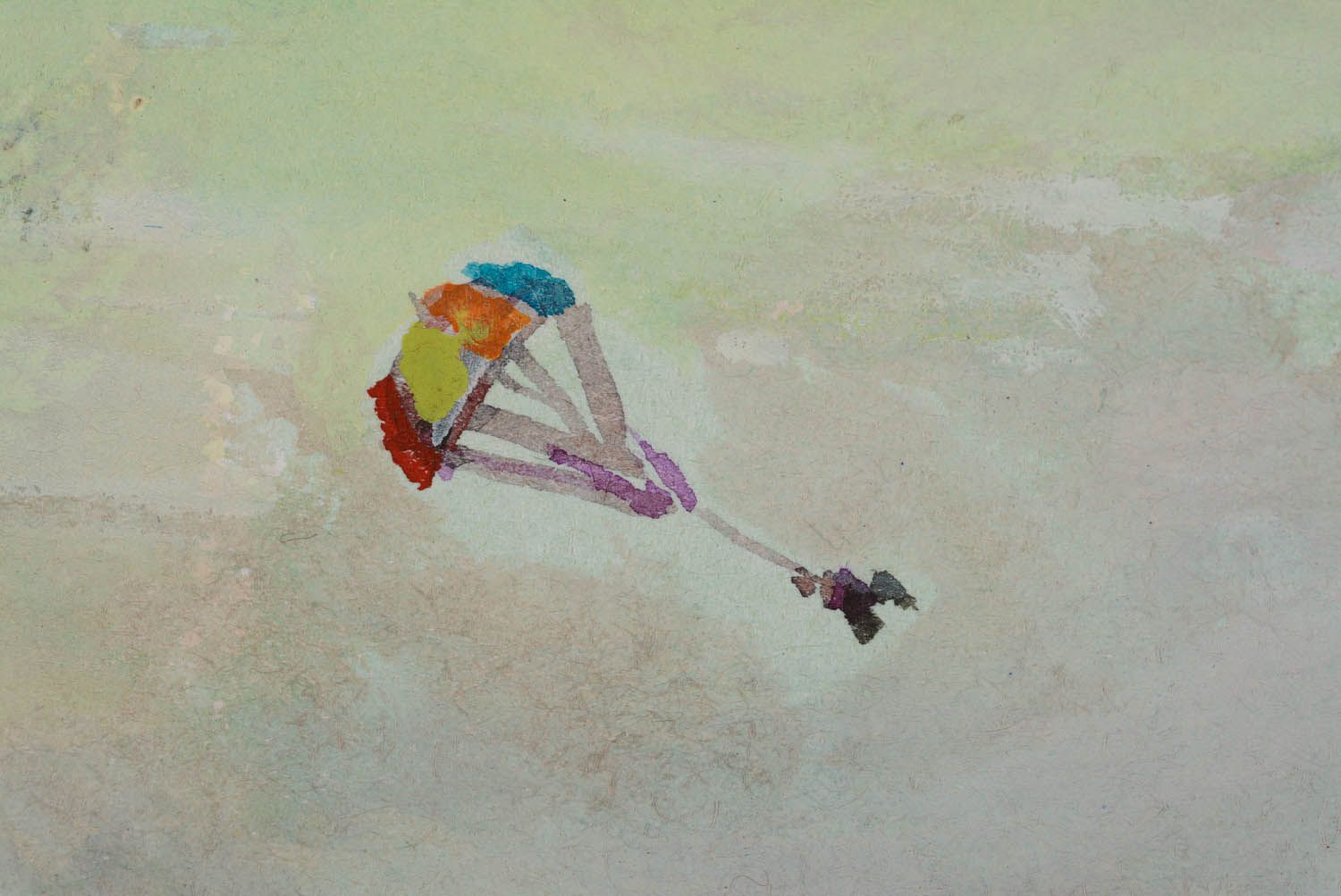 Peinture à l'aquarelle petit parachutiste au-dessus de montagnes  photo 2