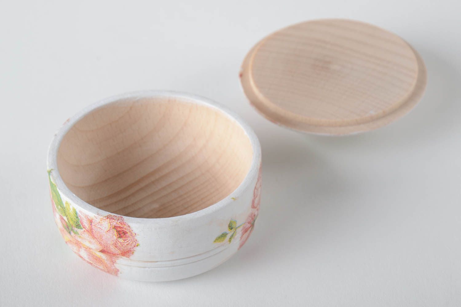 Small handmade wooden salt pot decoupage wooden salt bowl 50 ml kitchen designs photo 5