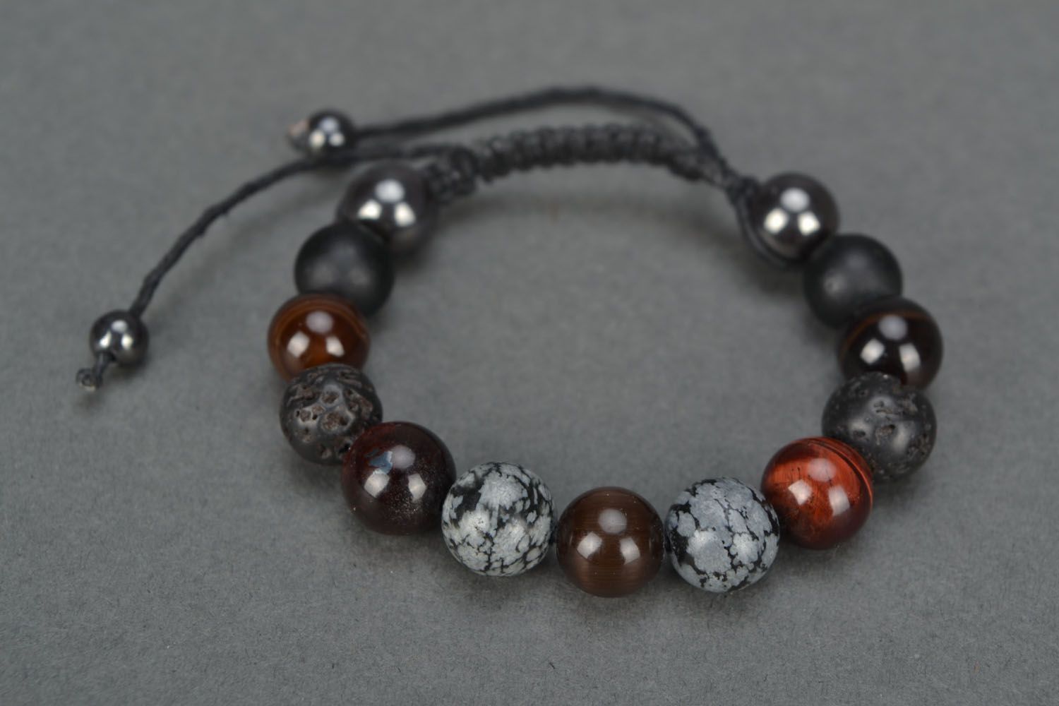 Unusual bracelet with natural stones Night photo 3