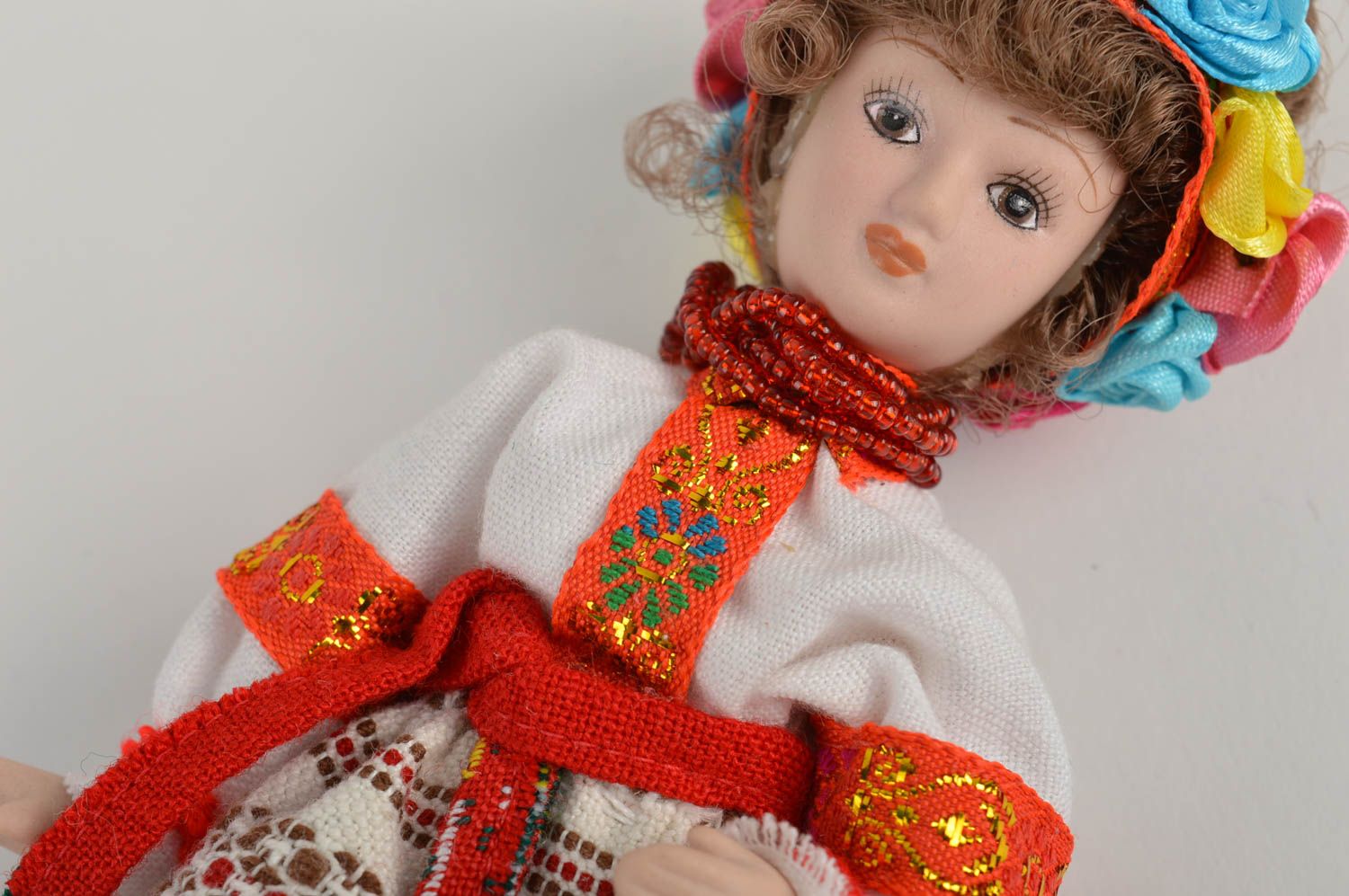 Авторская кукла игрушка ручной работы фарфоровая кукла в этническом наряде фото 4
