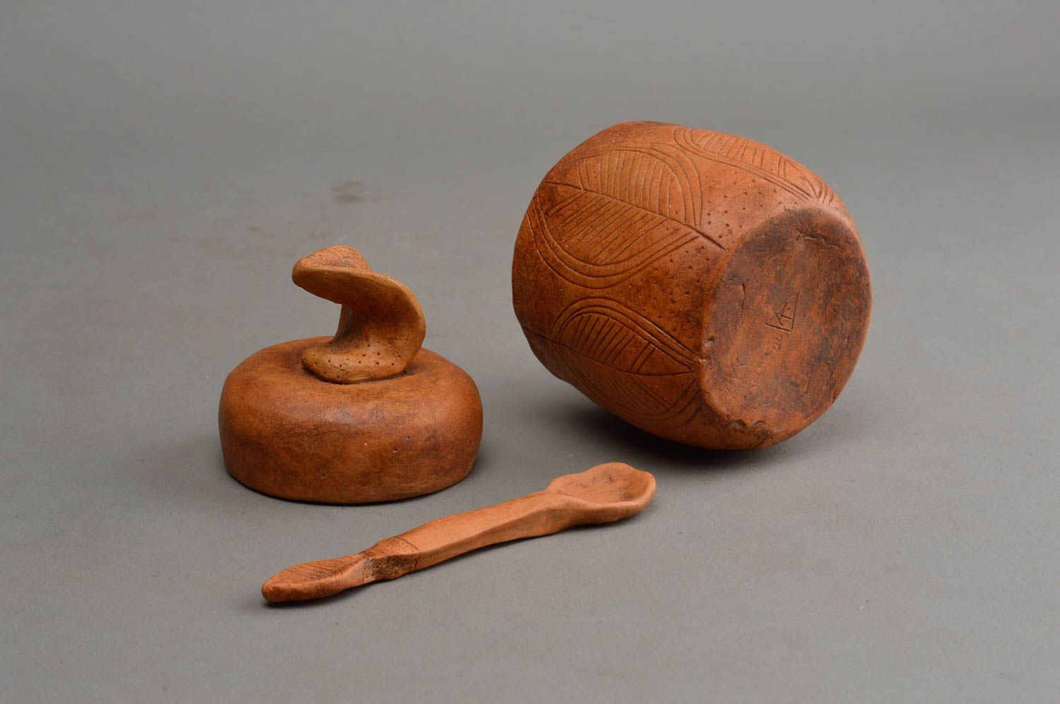 Beautiful handmade ceramic sugar bowl and teaspoon for gift designer tableware photo 5