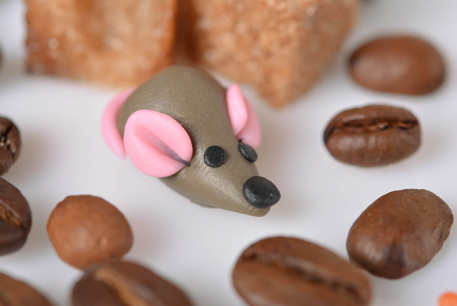 Handmade Polymer Clay Figur Spielzeug Maus Deko für Haus Geschenk Idee foto 1