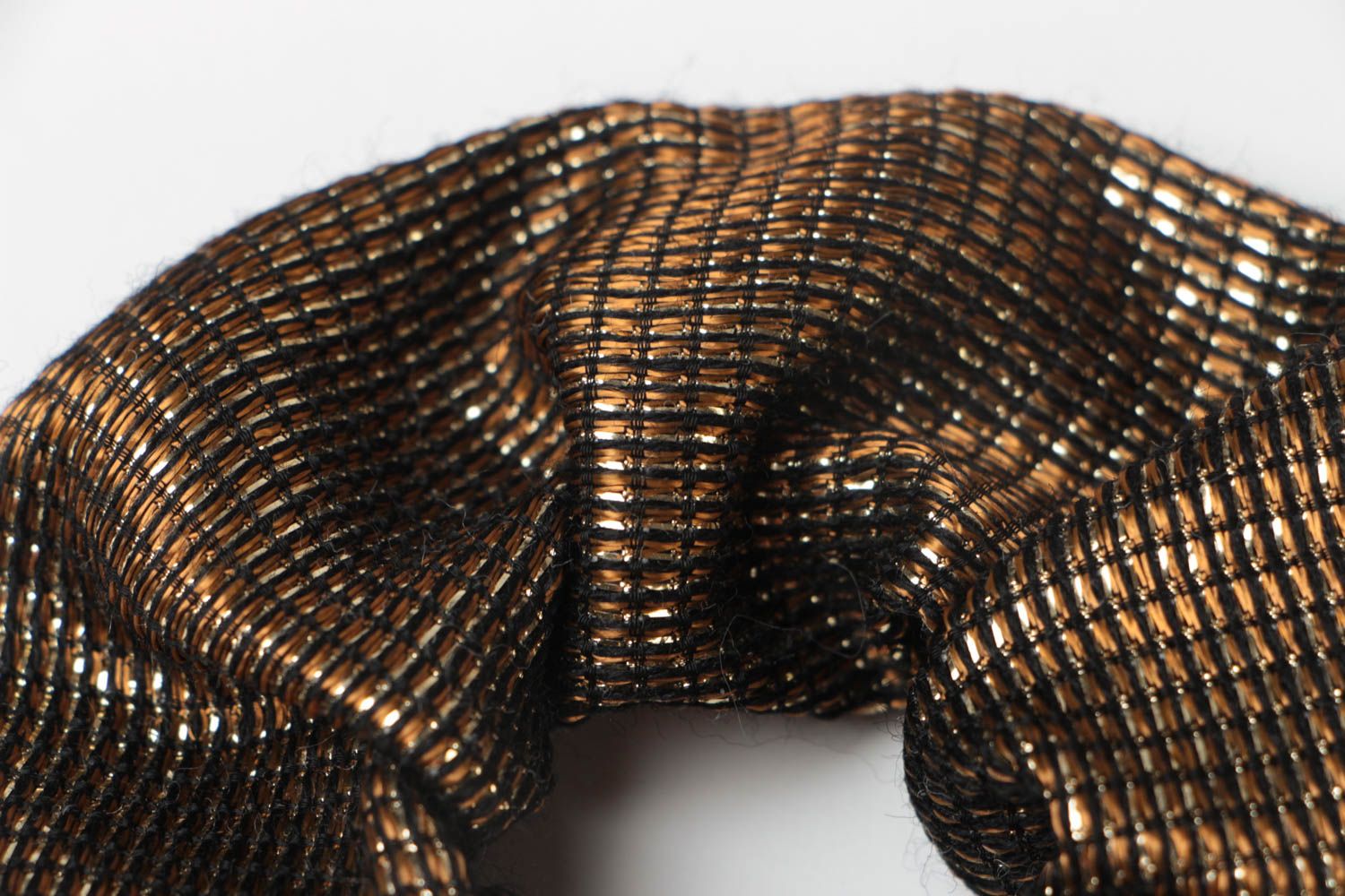 Künstlerischer großer Haargummi handmade Accessoire mit Muster aus Brokat braun foto 4