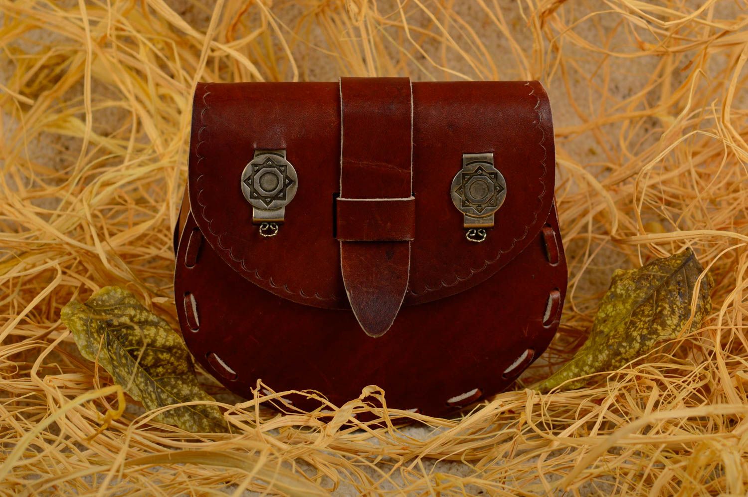 Handmade brown bag pretty small bag leather accessory stylish present for lady photo 1