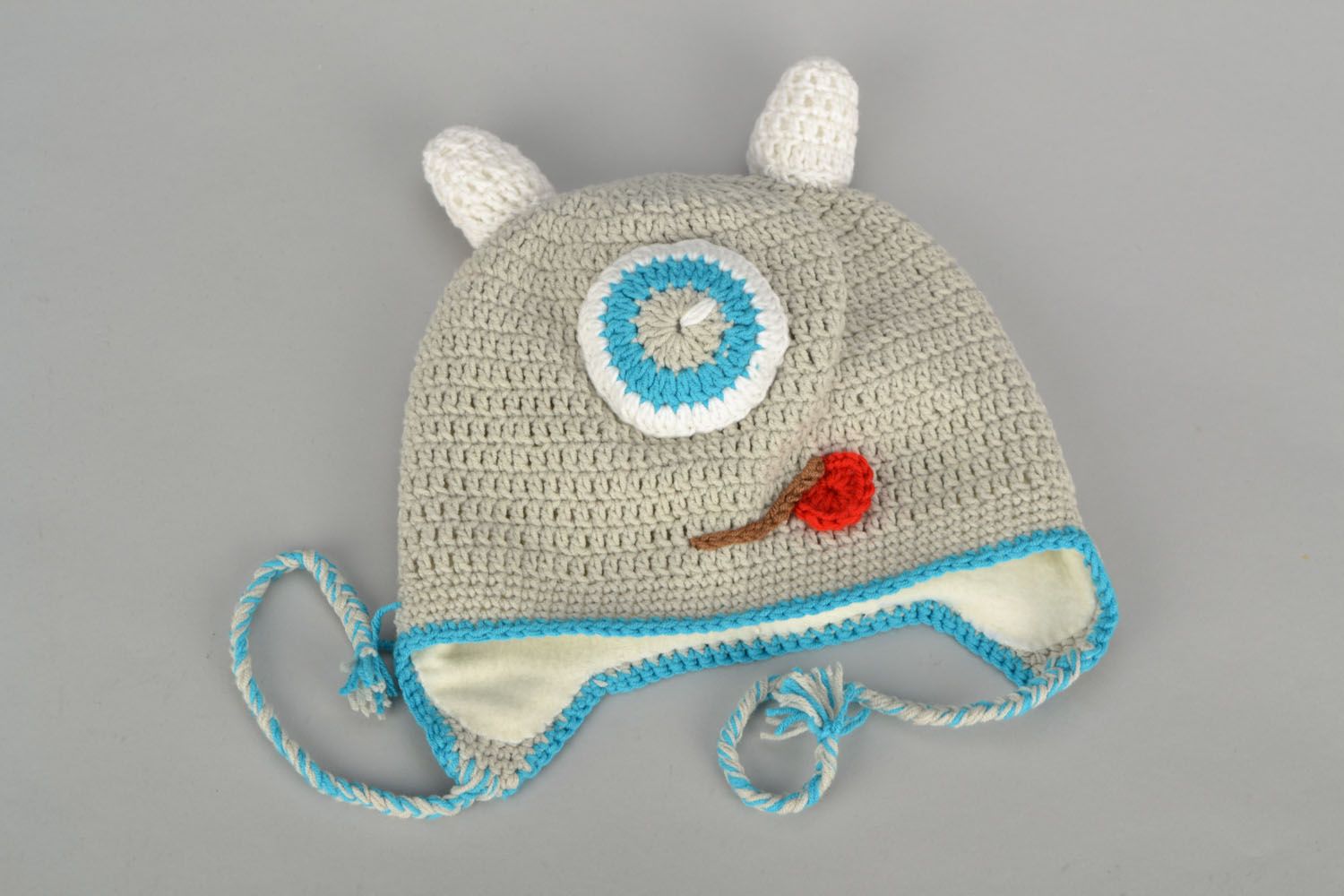 Bonnet pour enfant tricoté avec doublure en fleece photo 2