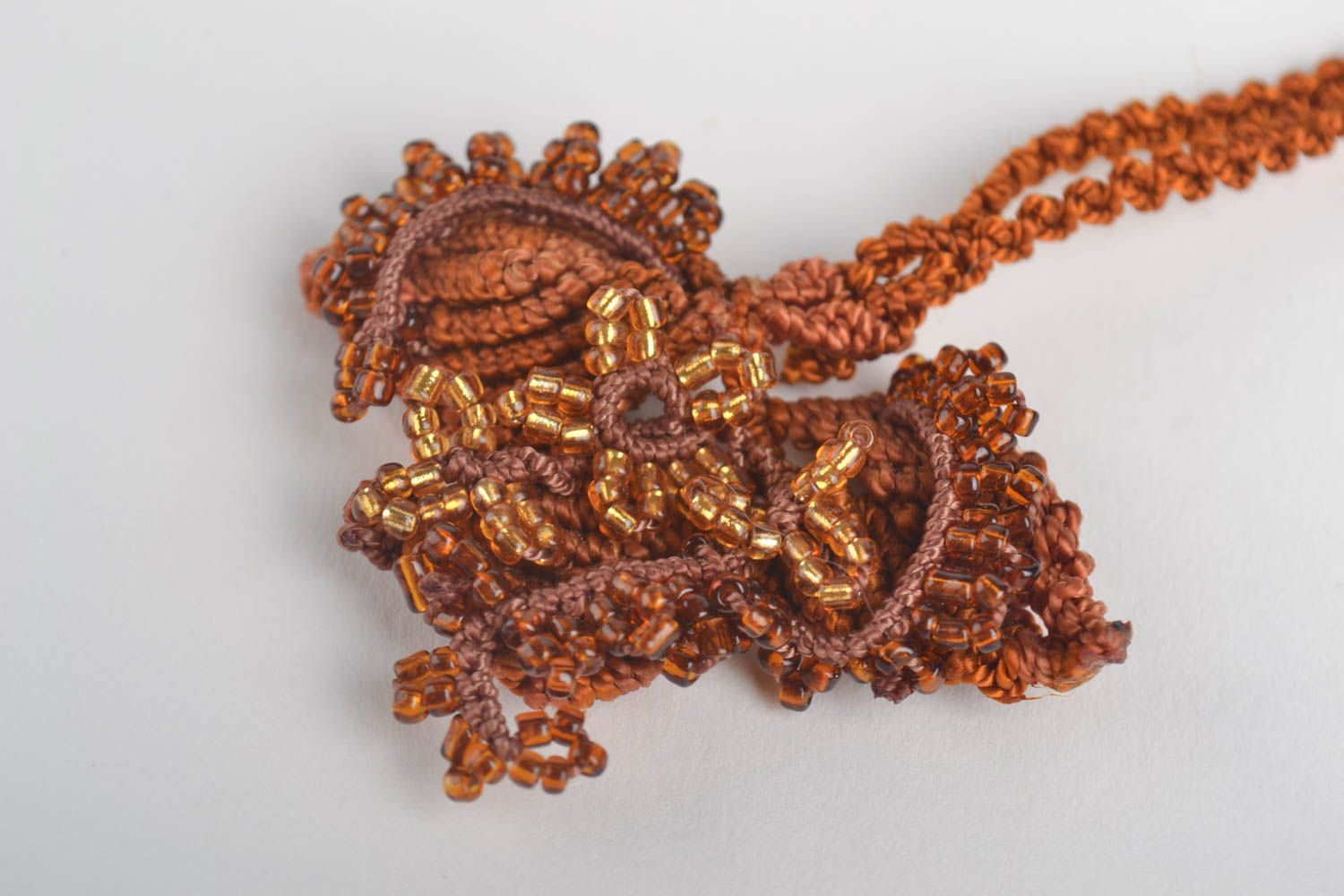 Handmade pendant designer pendant macrame pendant beaded jewelry unusual gift photo 2