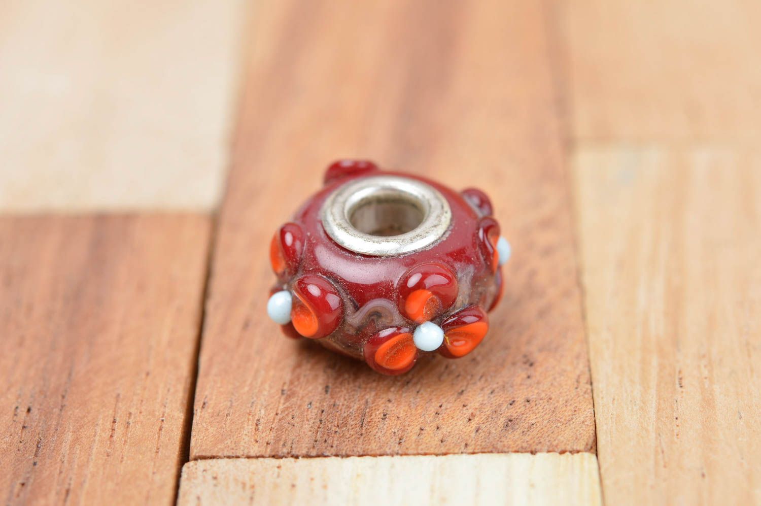 Handmade glass bead lampwork jewelry finding findings for beads red flower photo 2
