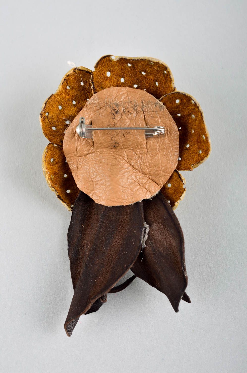 Handmade beaded brooch elegant leather brooch designer female accessory photo 3