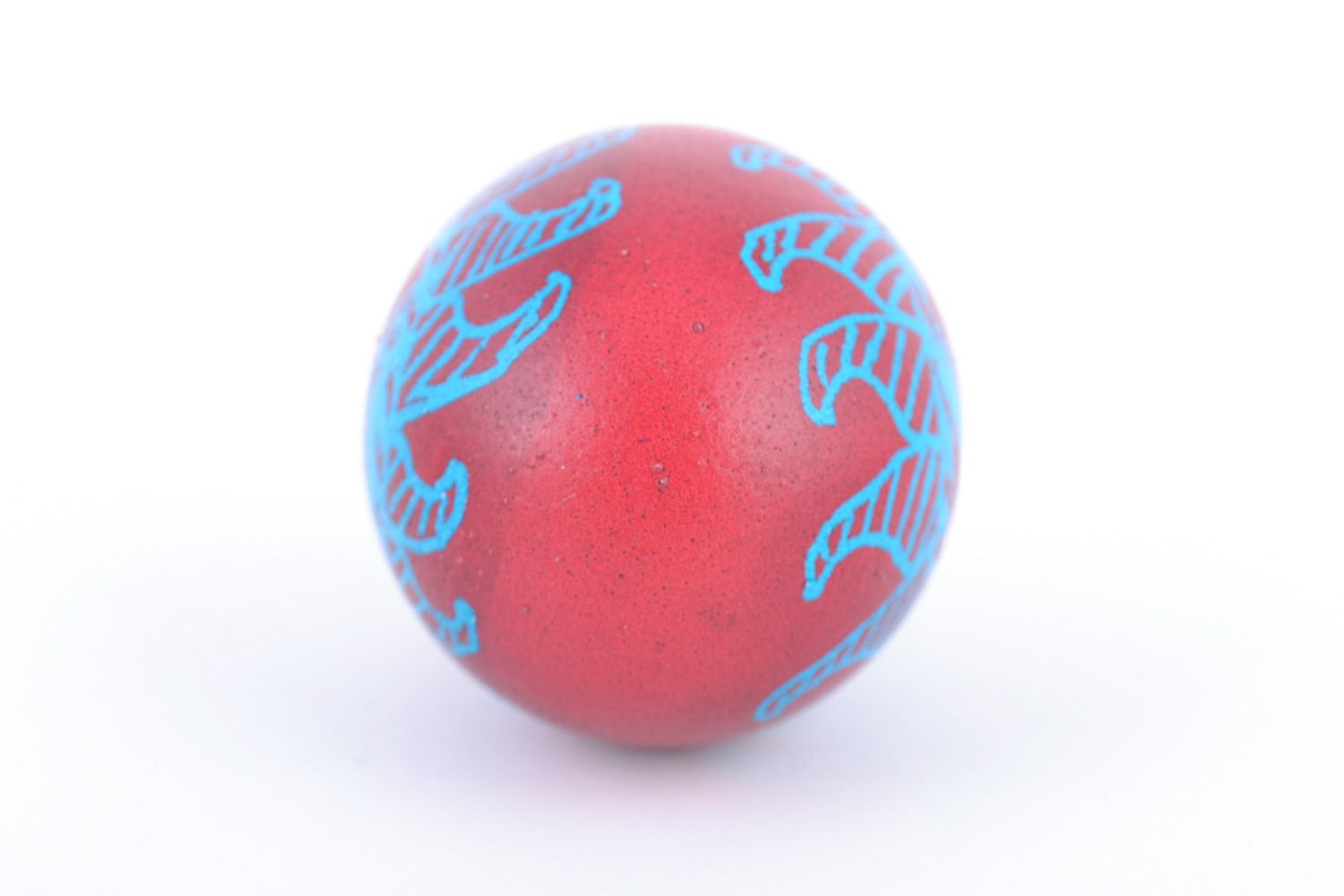 Oeuf décoratif de Pâques original peint traditionnel rouge bleu fait main Soleil photo 5