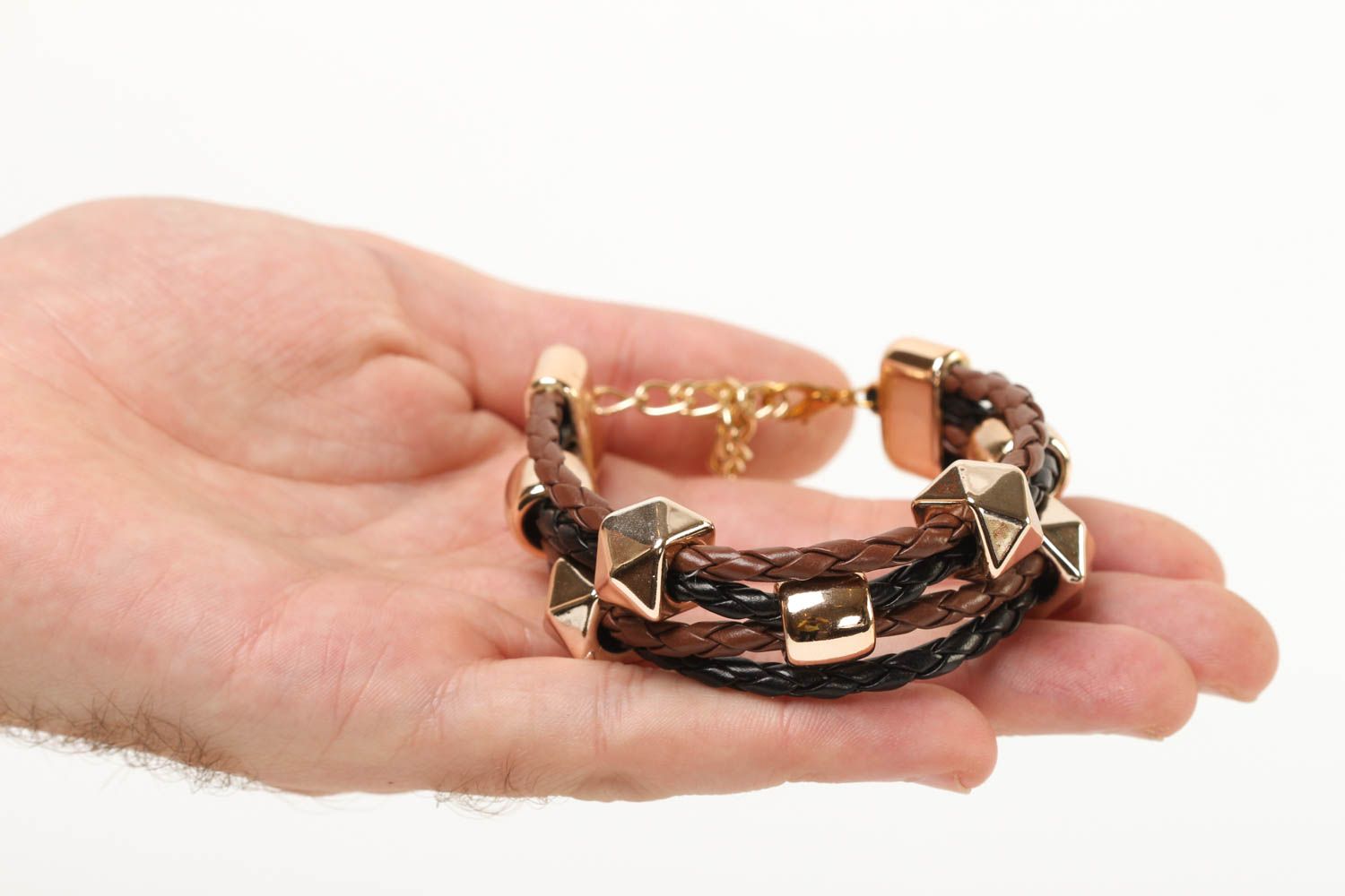 Bracelet en cuir Bijou fait main multirang marron-noir Cadeau pour femme photo 5