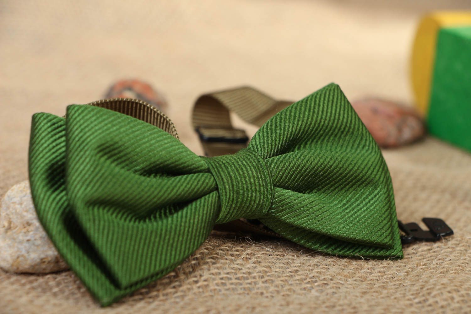 Текстильный галстук-бабочка Зеленая трава фото 5