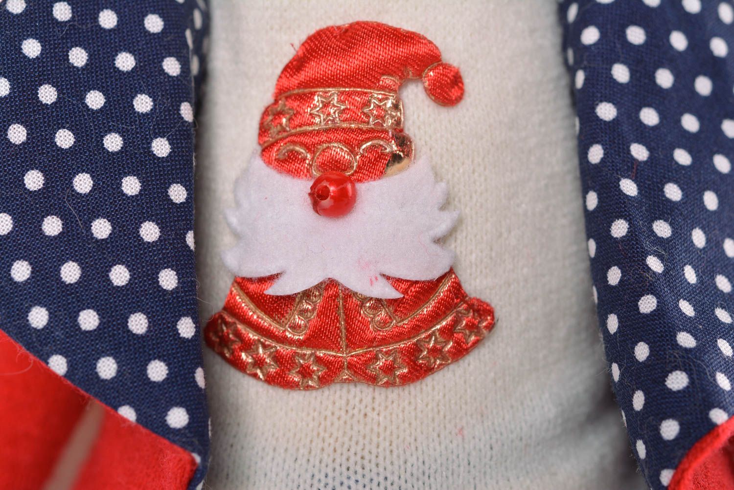Poupée lapin faite main Jouet pour enfant lin tricot jean tulle Cadeau original photo 5