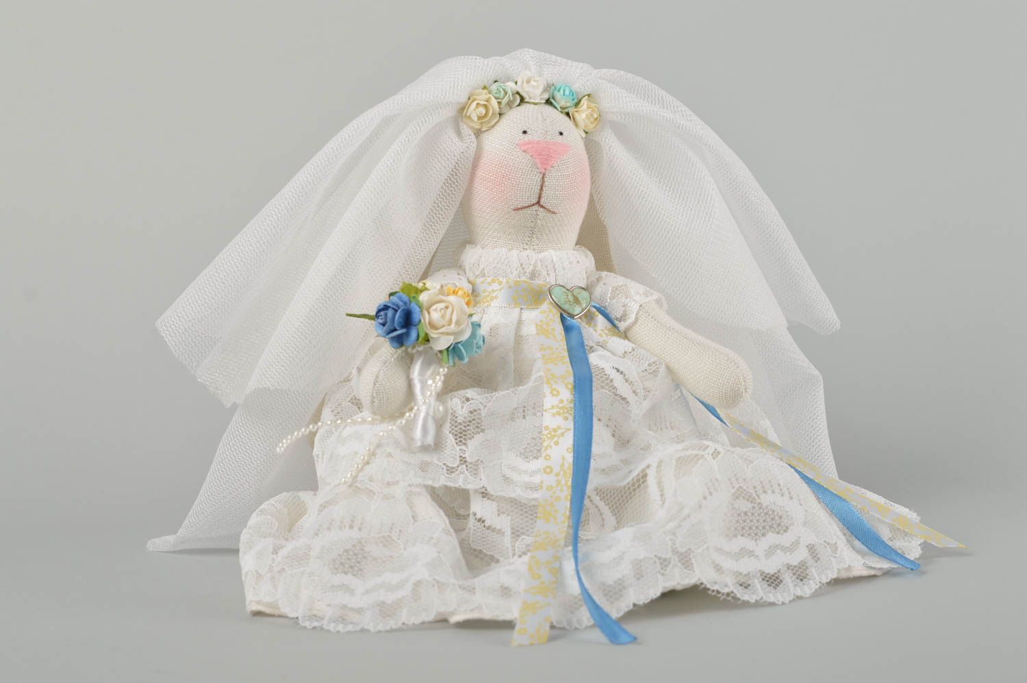 Handmade Plüsch Hase Braut Geschenkidee für Greundin Designer Geschenk Hochzeit foto 2