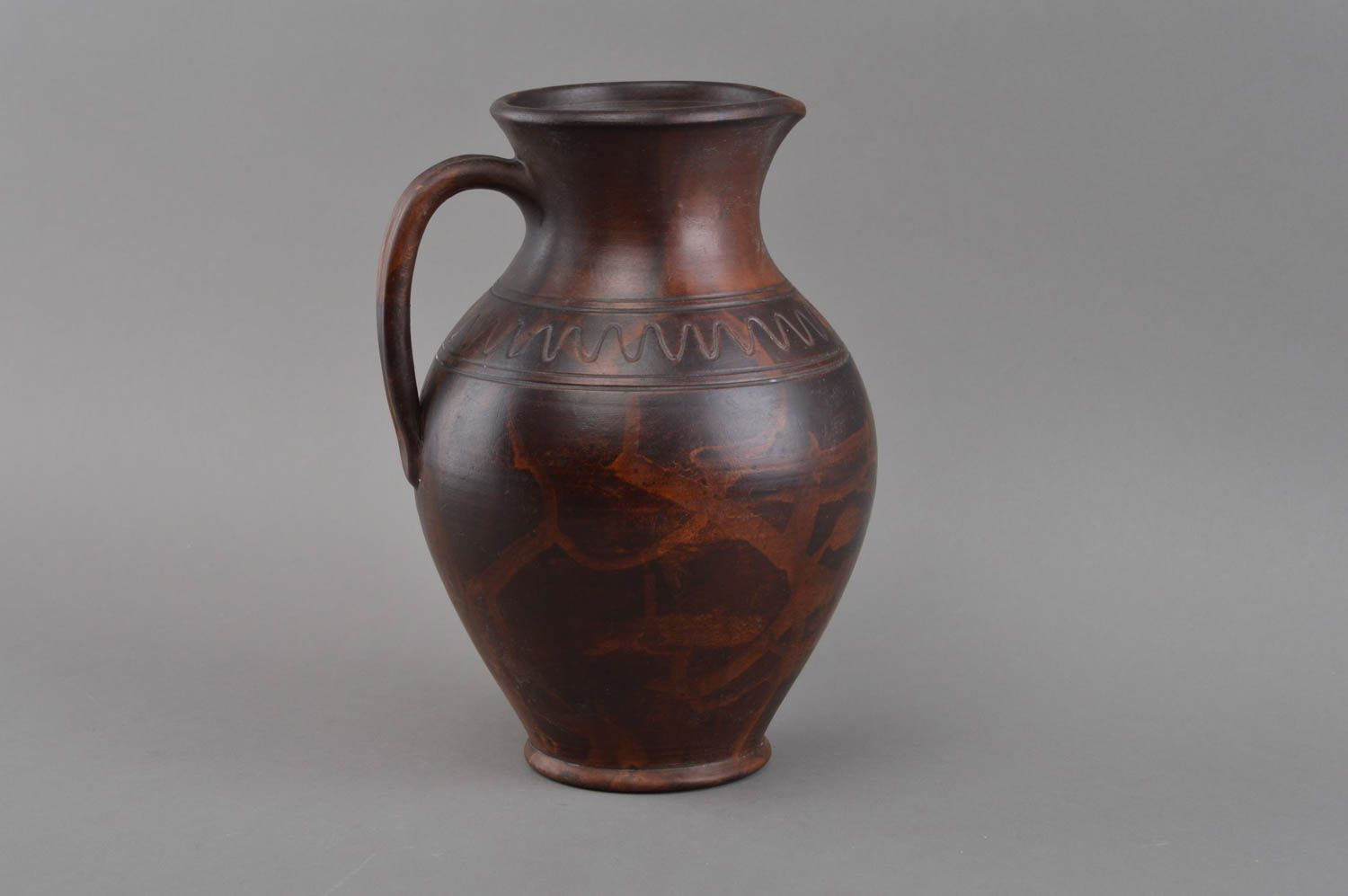 100 oz ceramic dark brown color water pitcher in Greek style 2,5 lb photo 2
