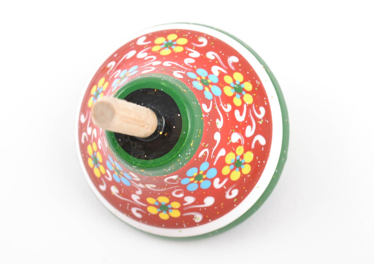 Деревянная эко-игрушка волчок ручной работы с росписью безопасными красками фото 3