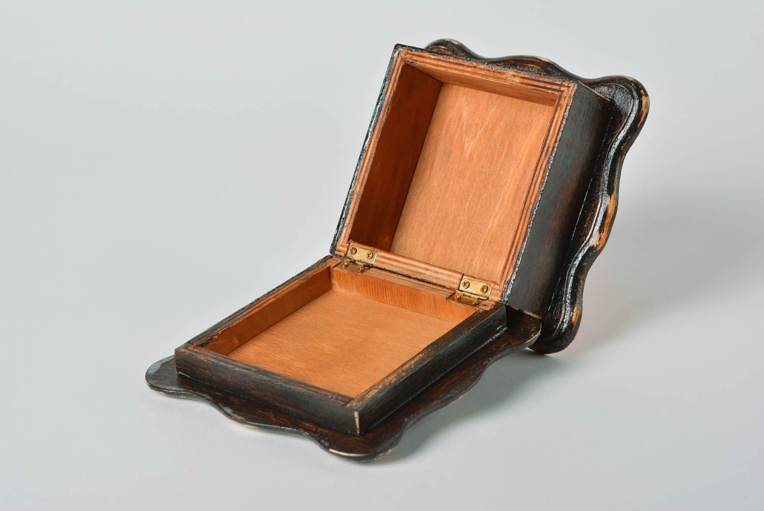Boîte décorative en contreplaqué faite main originale couleur brune peinte photo 5