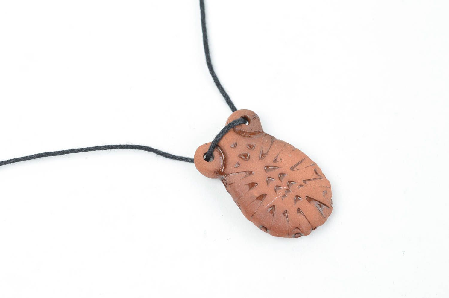 Handmade ceramic pendant for essential oils pendant on long cord clay jewelry photo 2