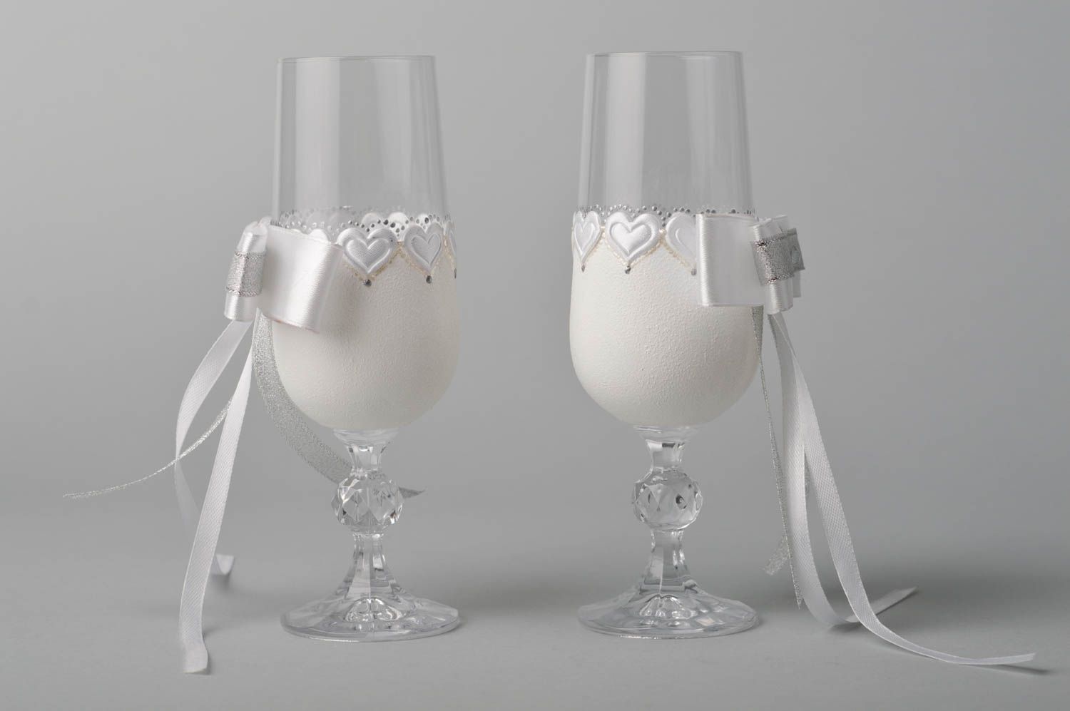 Handmade Gläser Set Sektgläser zur Hochzeit Geschirr aus Glas 2 Stück schön foto 4