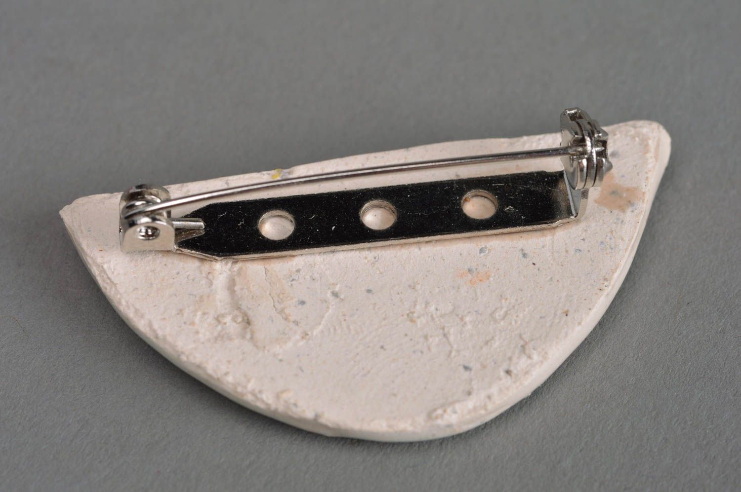 Handmade designer cute small ceramic brooch on metal pin tender blue bird photo 3