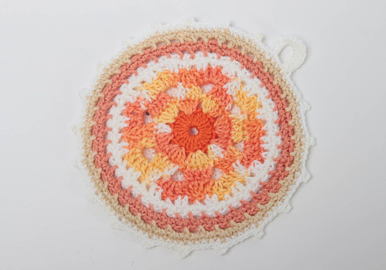 Домашний текстиль ручной работы прихватка крючком вязаная прихватка круглая фото 2