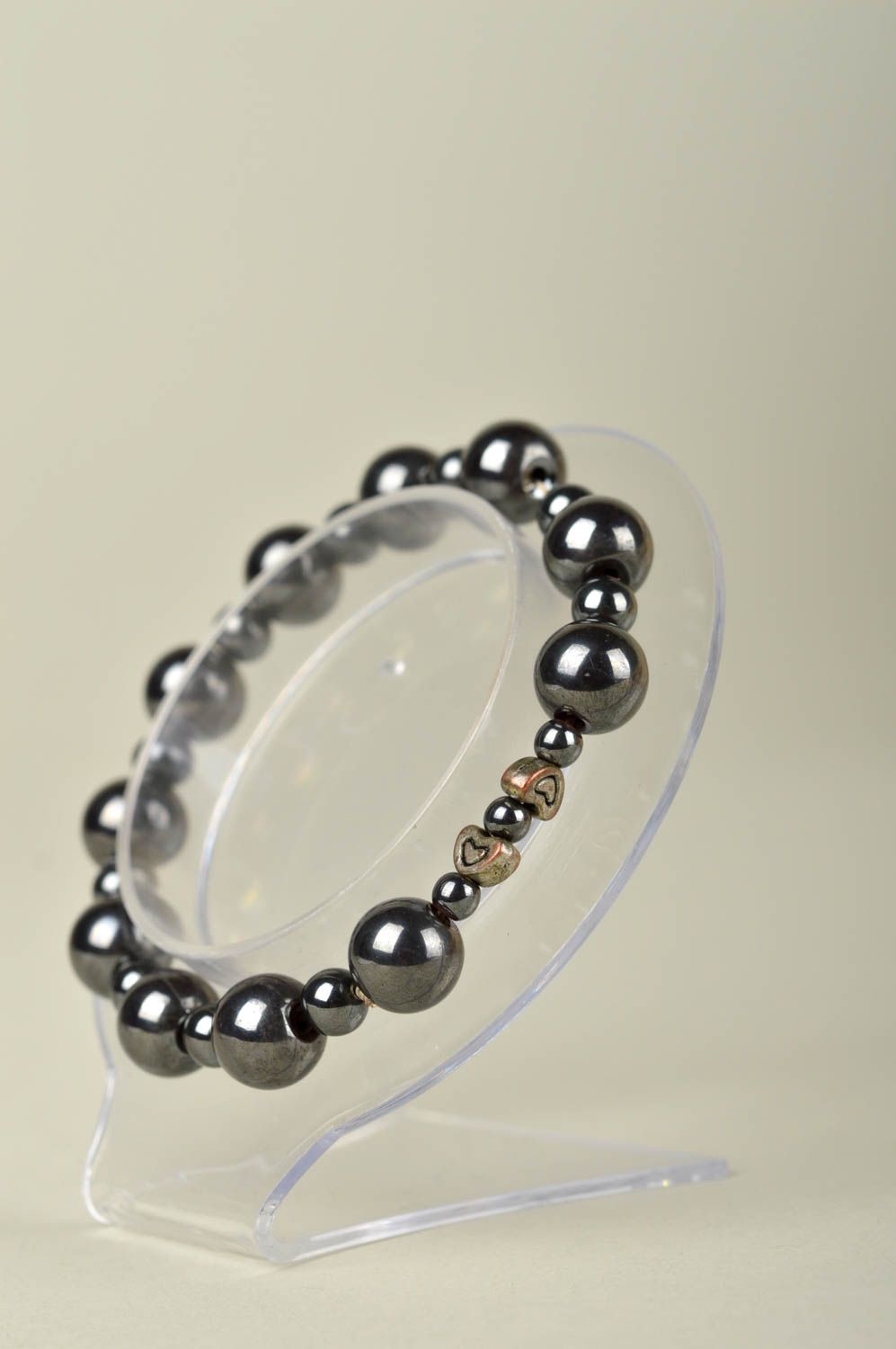 Hematite beads wrist adjustable bracelet for women photo 2