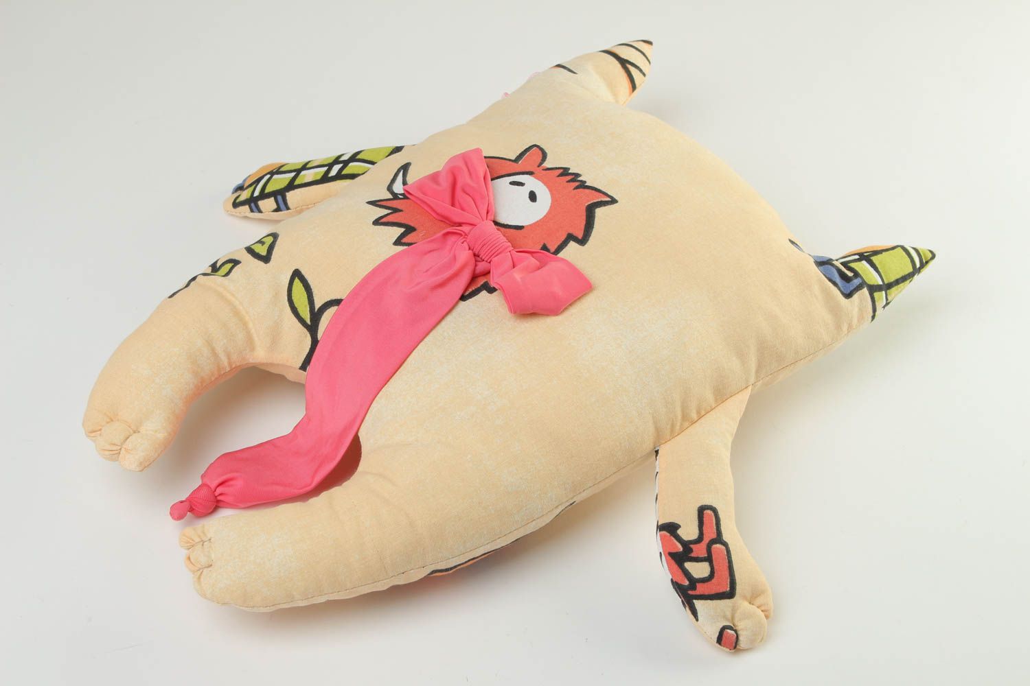 Игрушка-подушка ручной работы игрушка для детей детская игрушка расписная Котик фото 4