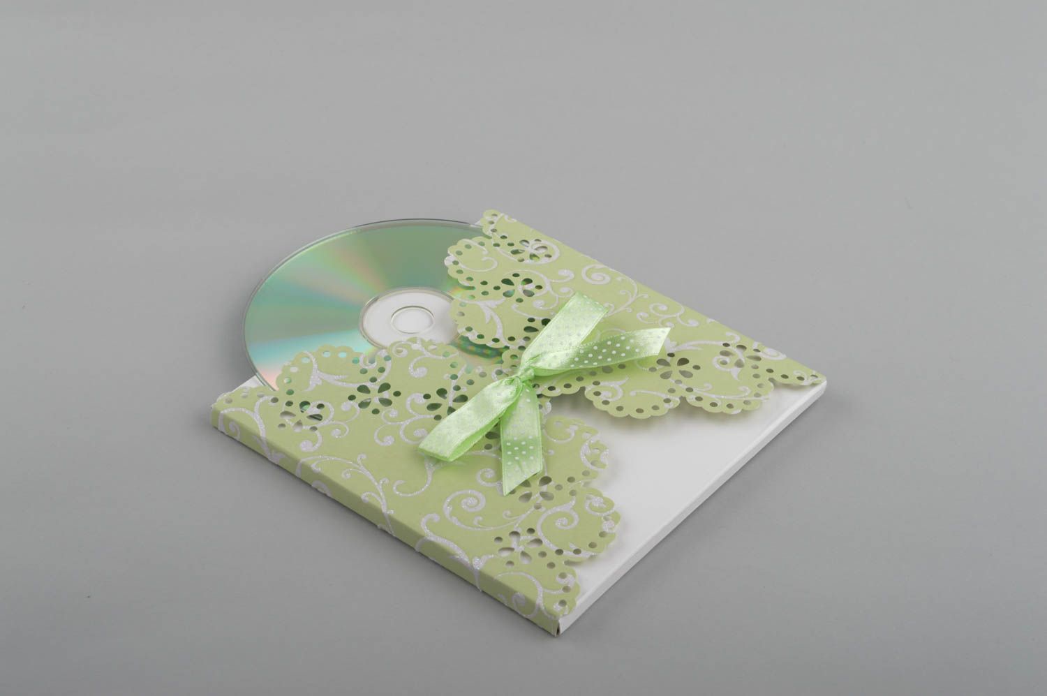 SD DVD Hülle handmade CD Hülle Cover DVD Hülle Papier SD Hülle Papier weiß grün foto 2