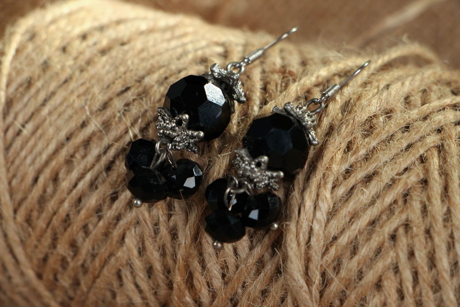 Earrings with crystal beads photo 3