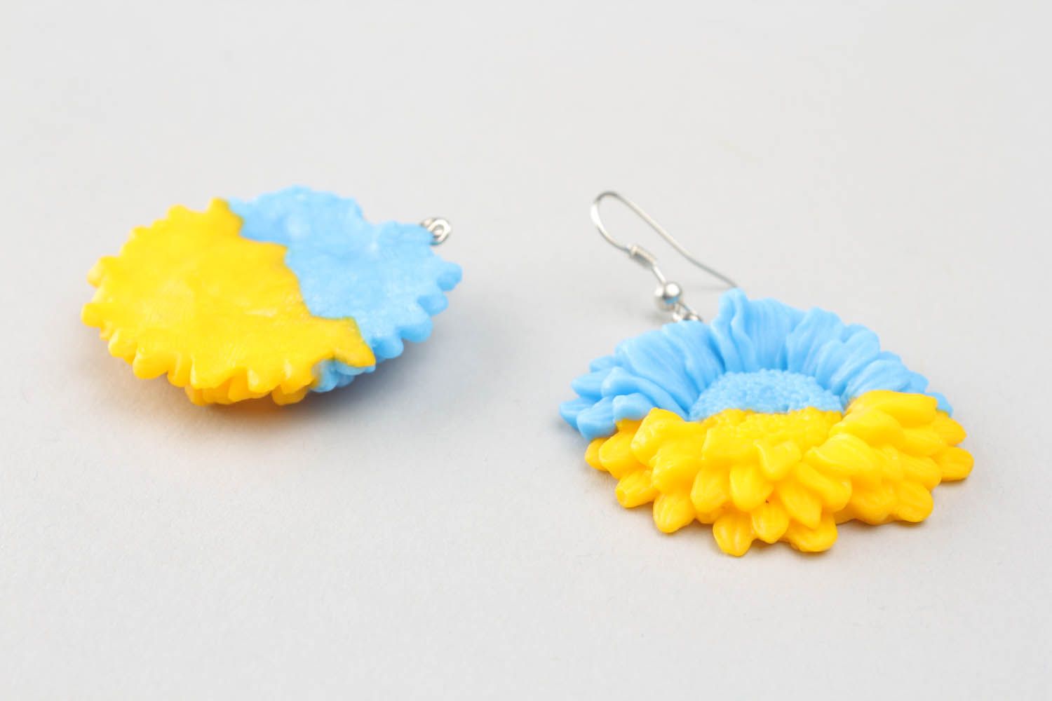 Polymer clay earrings Bright Sunflower photo 4