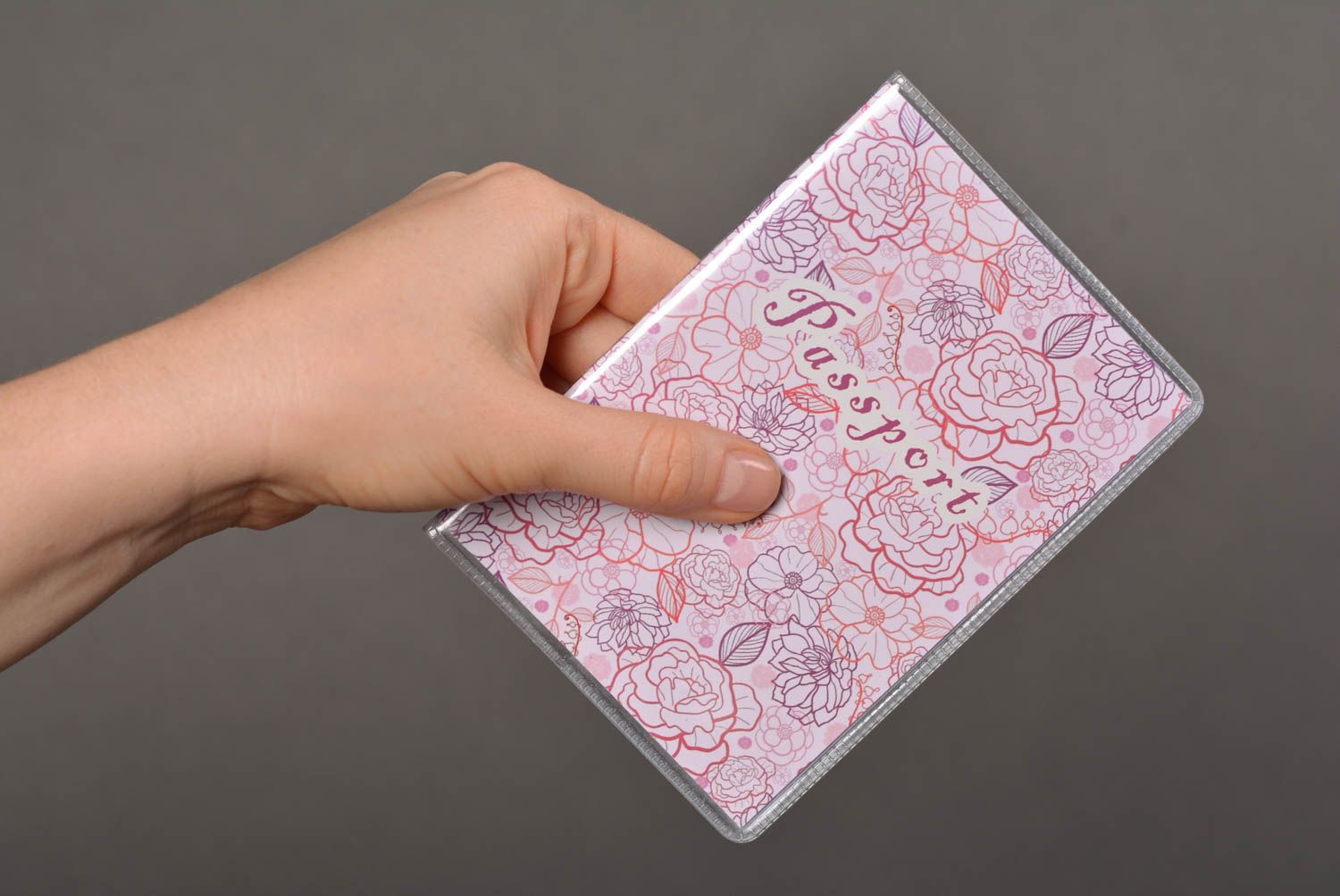 Étui passeport fait main Protection passeport rose motif floral Cadeau original photo 4