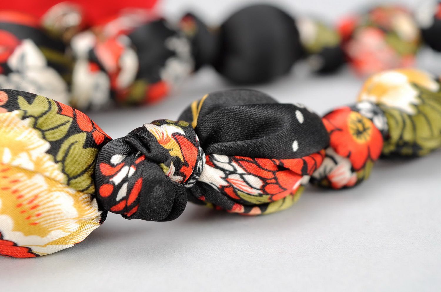 Beads made of silk and wood Red Poppy photo 2