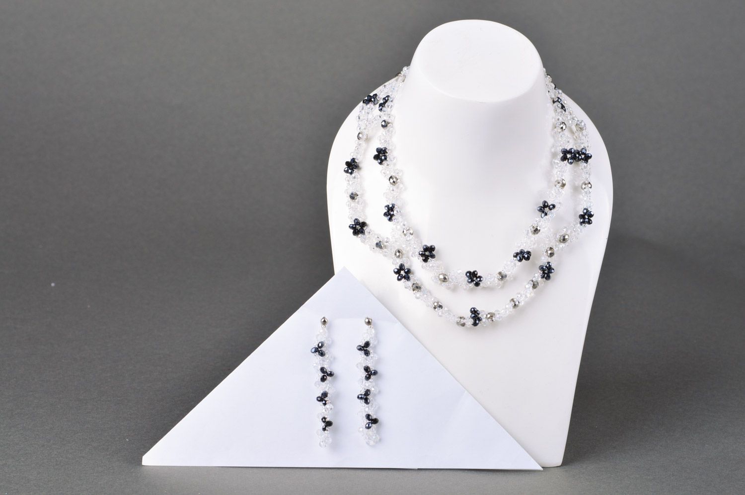 Conjunto de joyas de cristal de roca artesanal para mujeres collar bonito y pendientes   foto 1