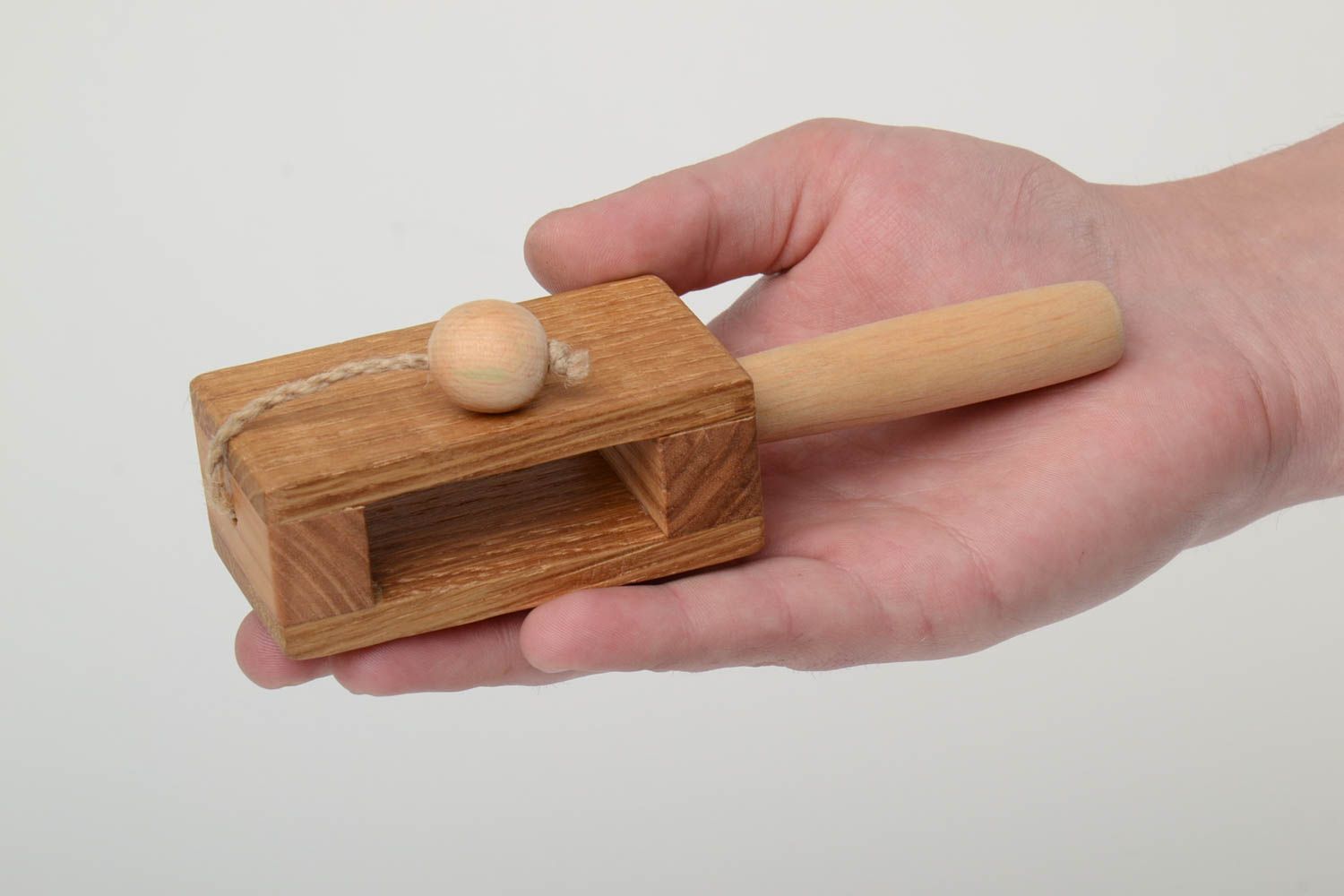 Handmade eco friendly folk wooden toy with ball and string soaked with linen oil  photo 5