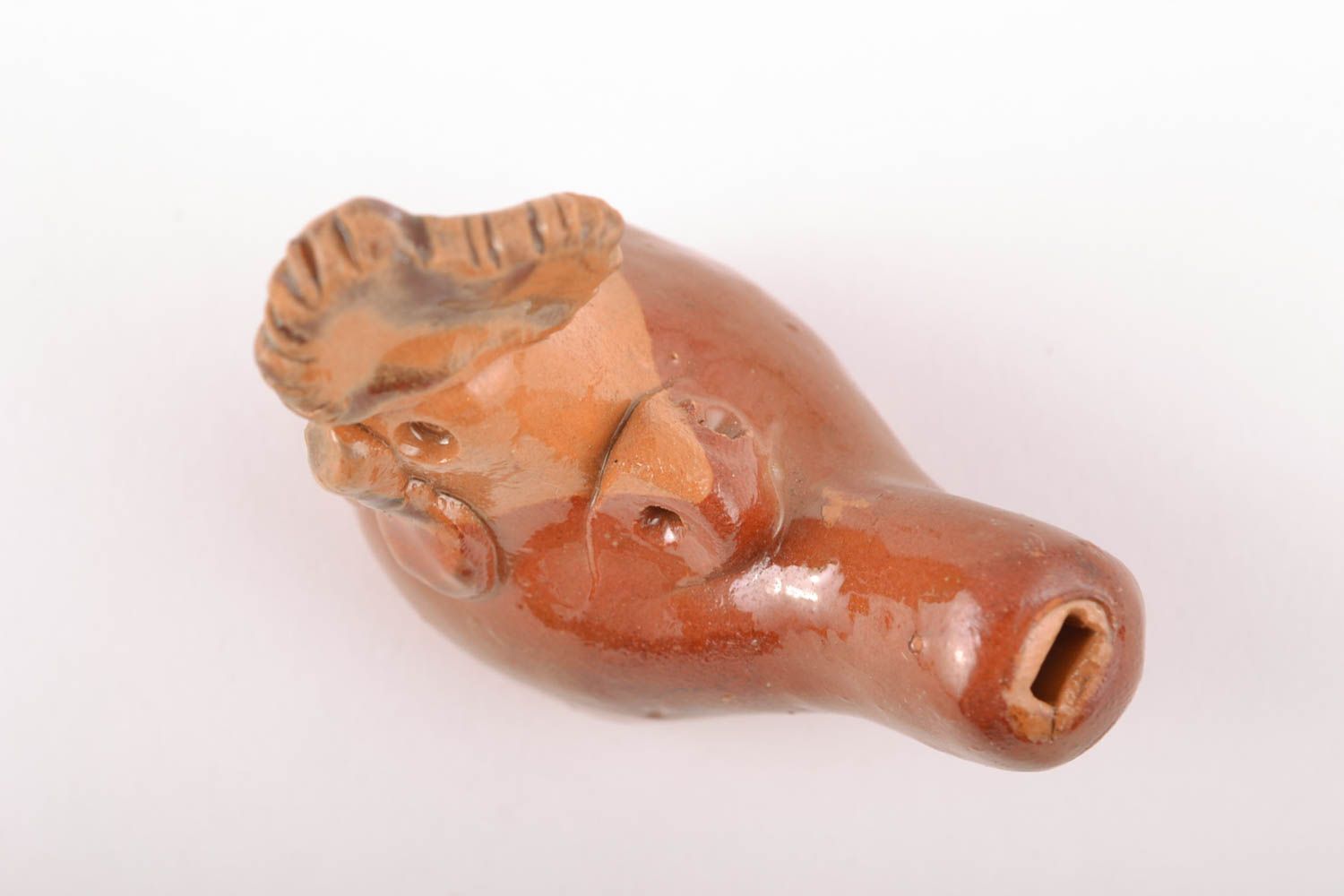Handmade glazed clay penny whistle Cock photo 5