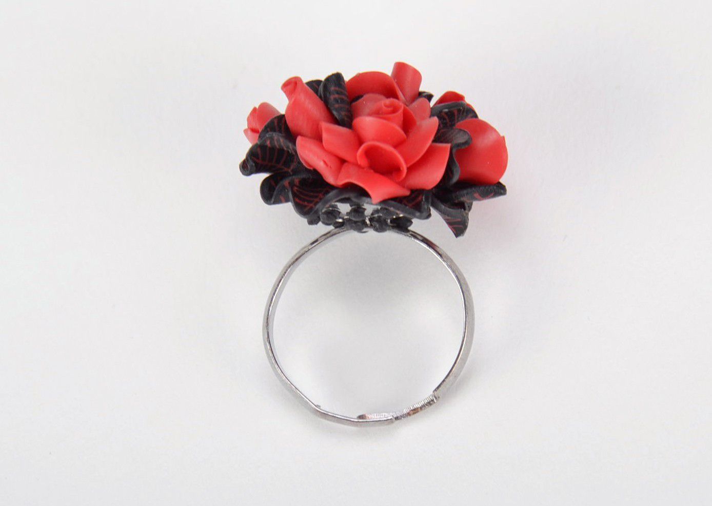 Handgemachter Ring aus Polymerton Blumen foto 4