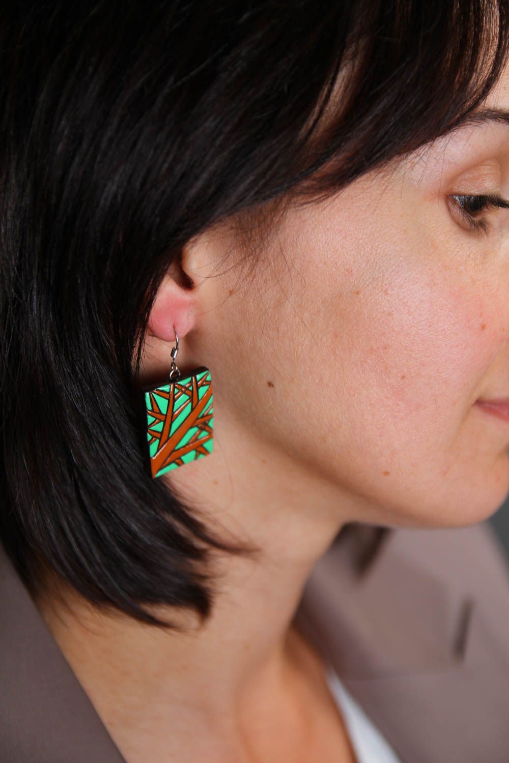 Handmade Damen Ohrringe Designer Schmuck Accessoire für Frauen Keramik Schmuck foto 4
