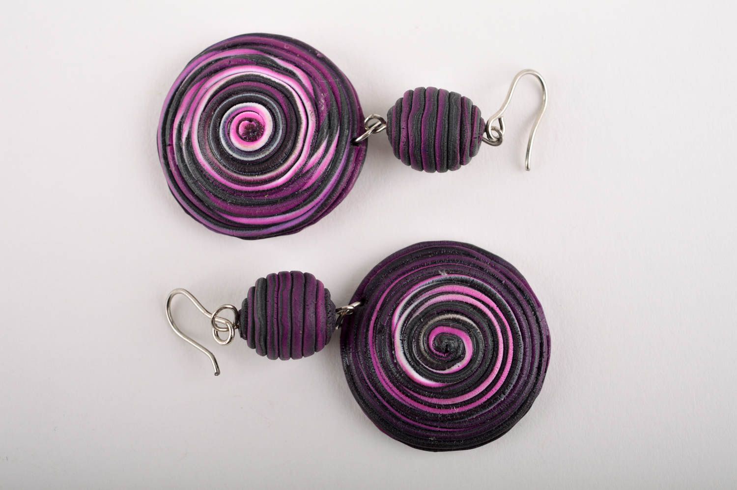 Handmade violette Modeschmuck Ohrringe Polymer Schmuck Accessoire für Frauen foto 4