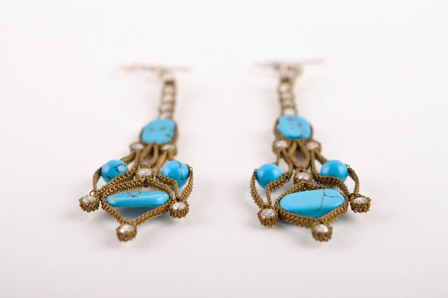 Handmade unusual cute earrings dangling evening earrings elegant accessory photo 4