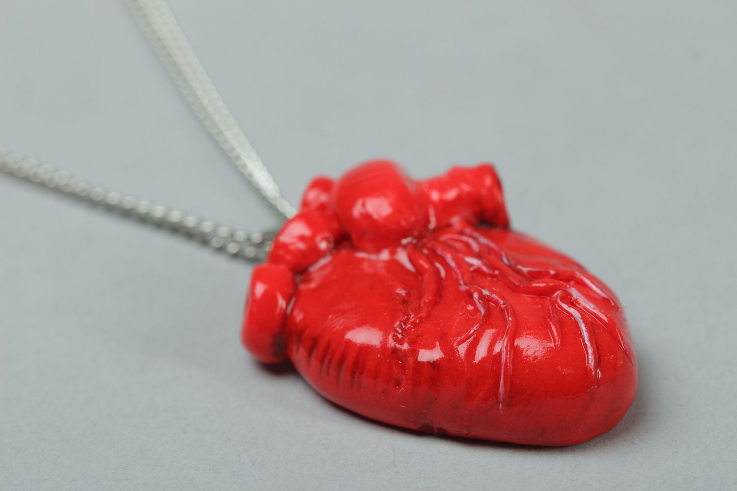 Polymer clay pendant Anatomical Heart  photo 2