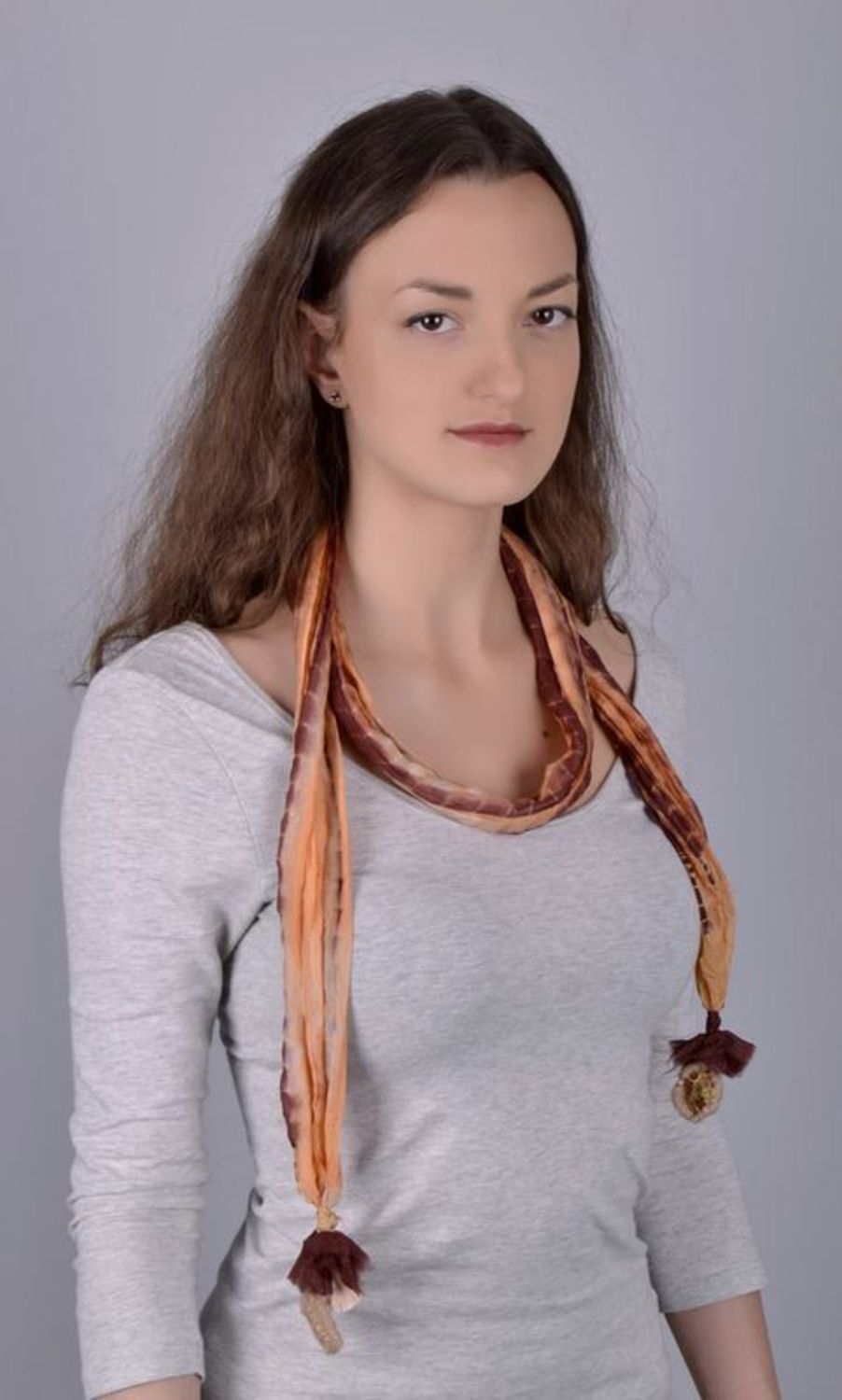 Silk scarf with tassels photo 2