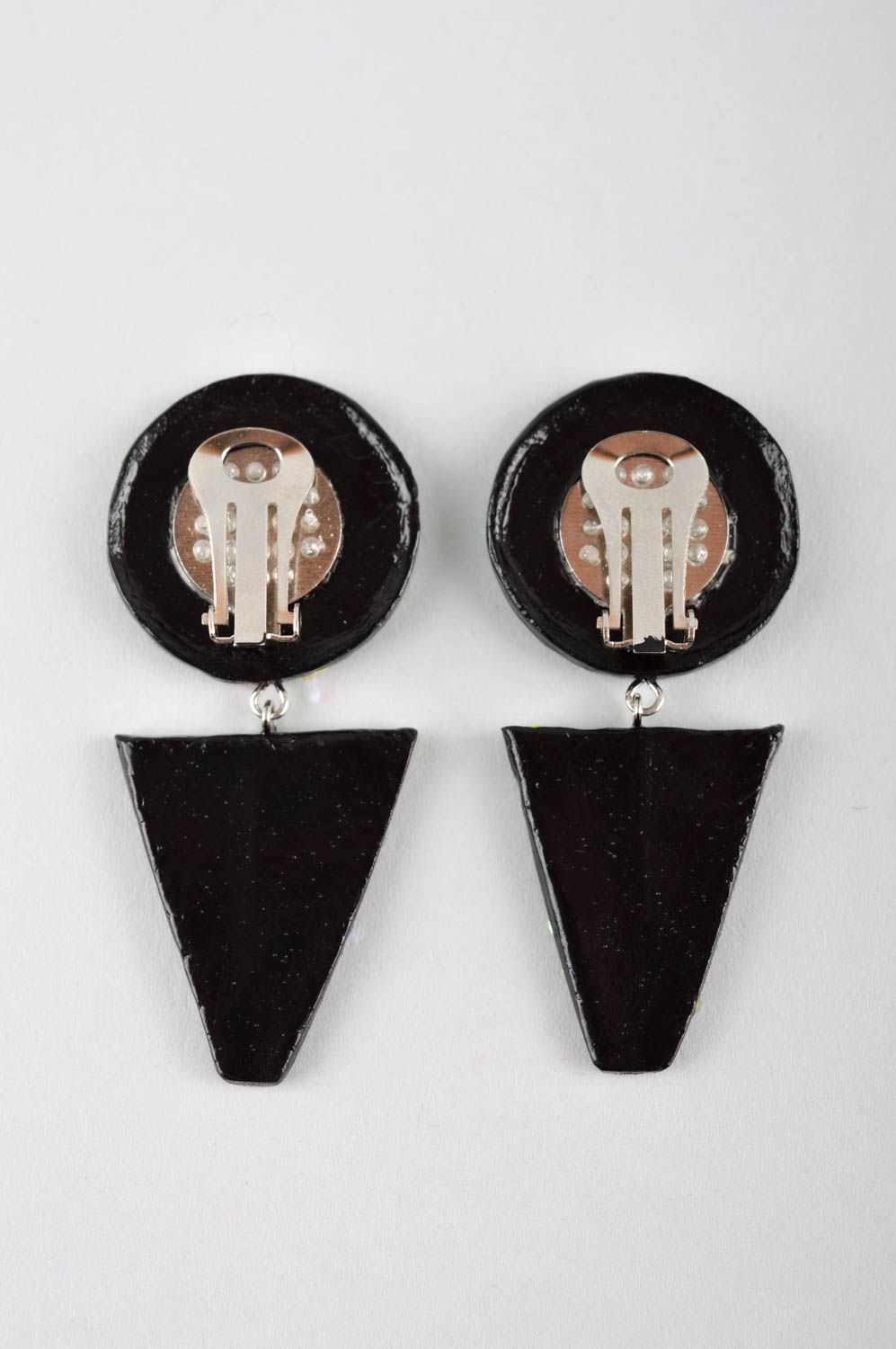 Handgefertigt Clips Ohrringe Polymer Clay Schmuck Frauen Geschenk in Grün foto 4