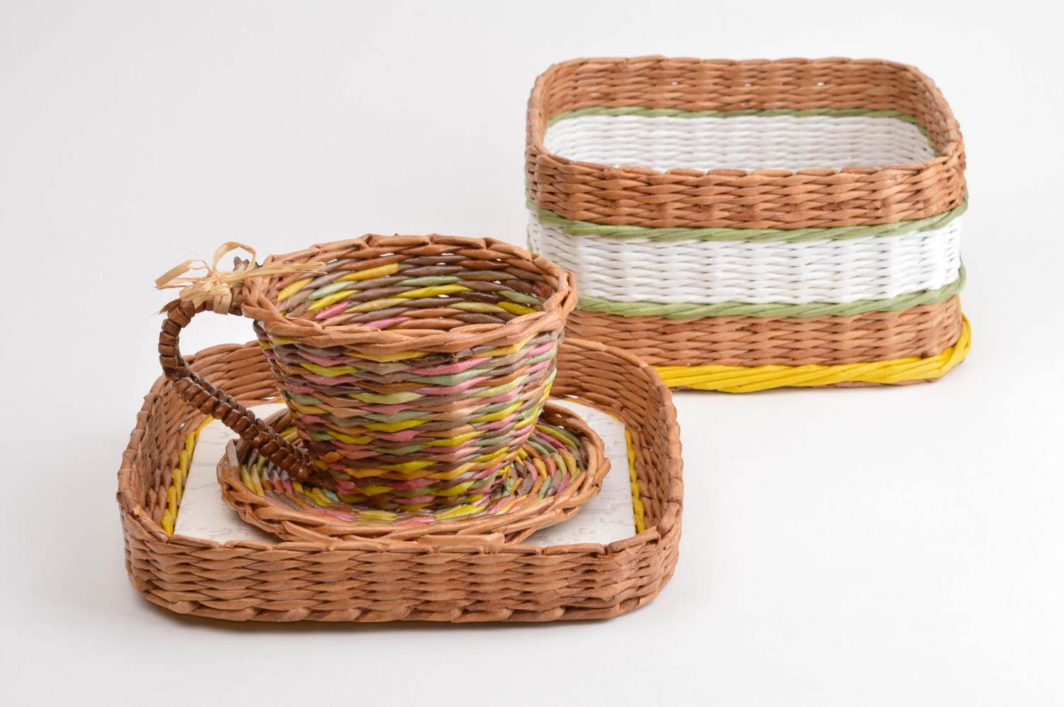 Кашпо для цветов ручной работы плетеная корзина подарочная корзина набор фото 5
