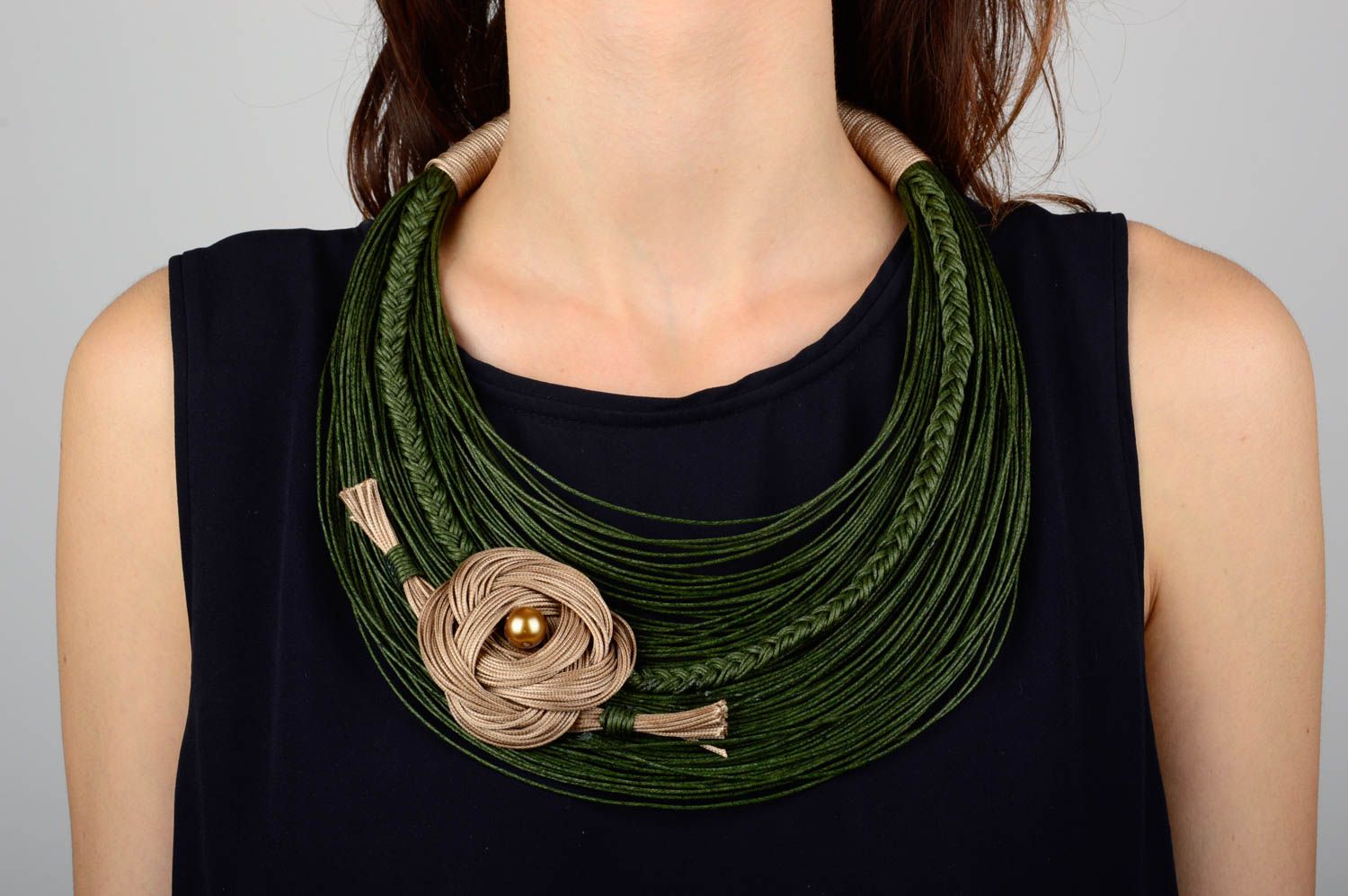 Damen Collier handmade Designer Schmuck Halskette Frauen Geschenk Ideen grün  foto 1